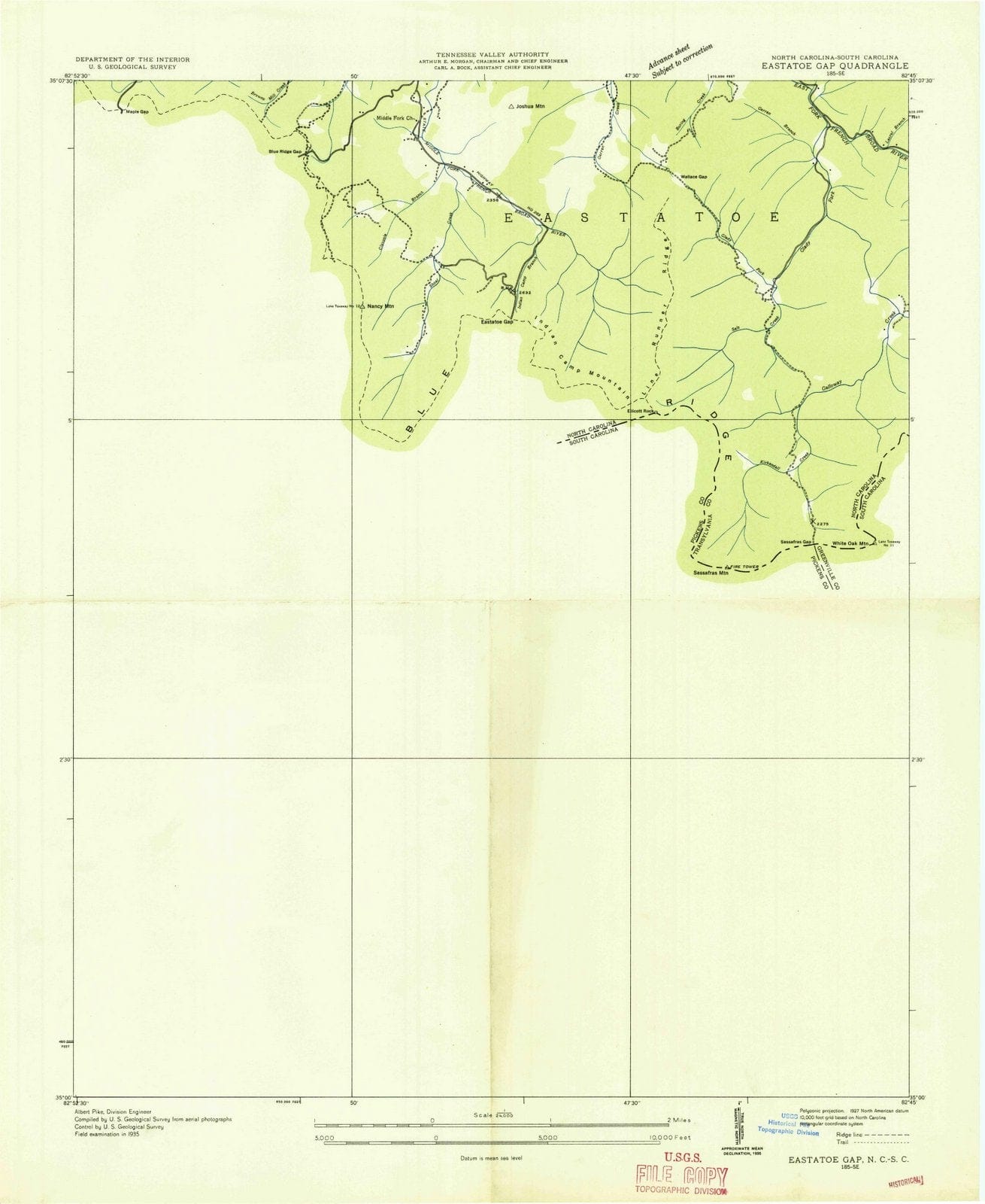 1935 Eastatoe Gap, NC - North Carolina - USGS Topographic Map