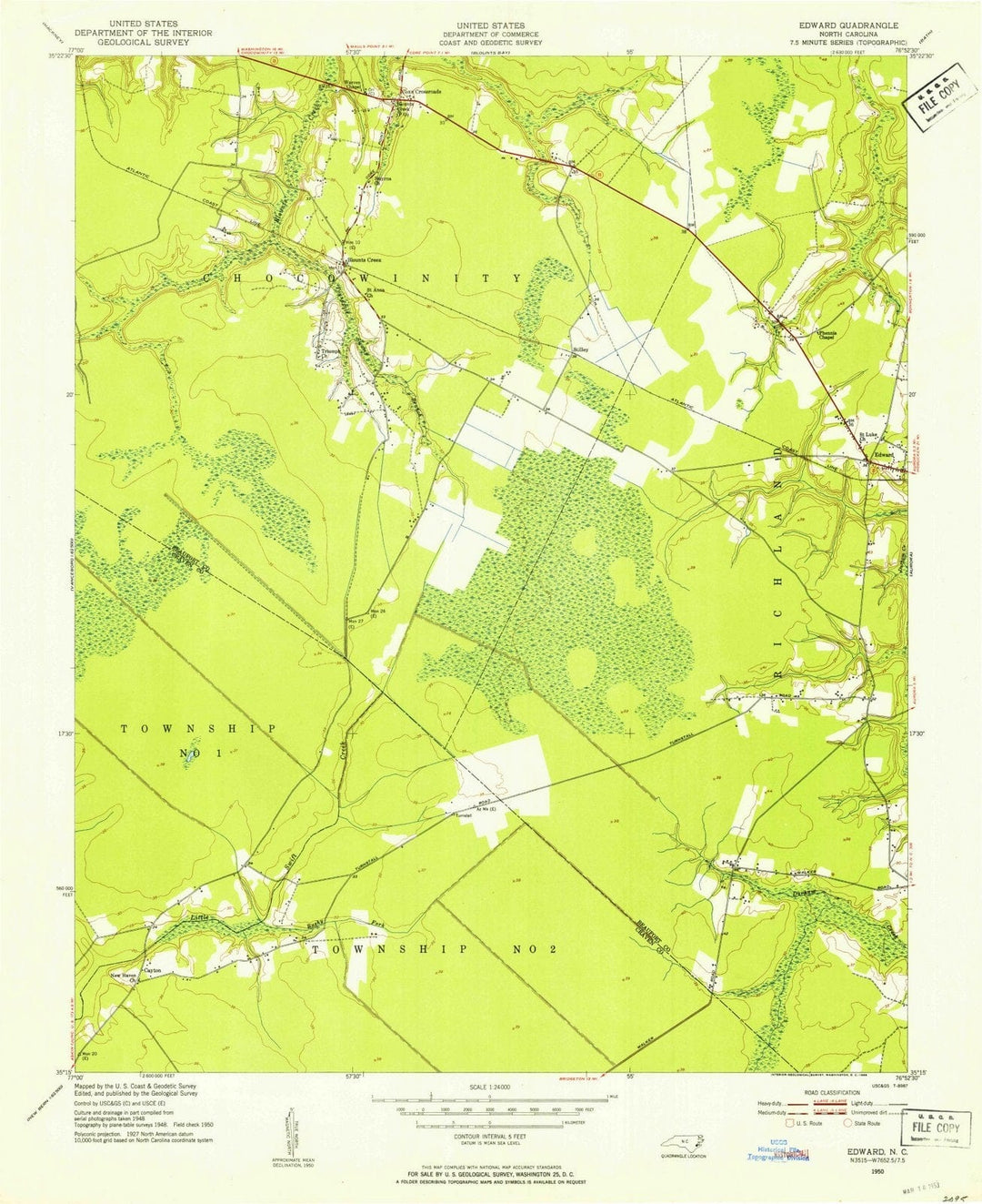 1950 Edward, NC - North Carolina - USGS Topographic Map