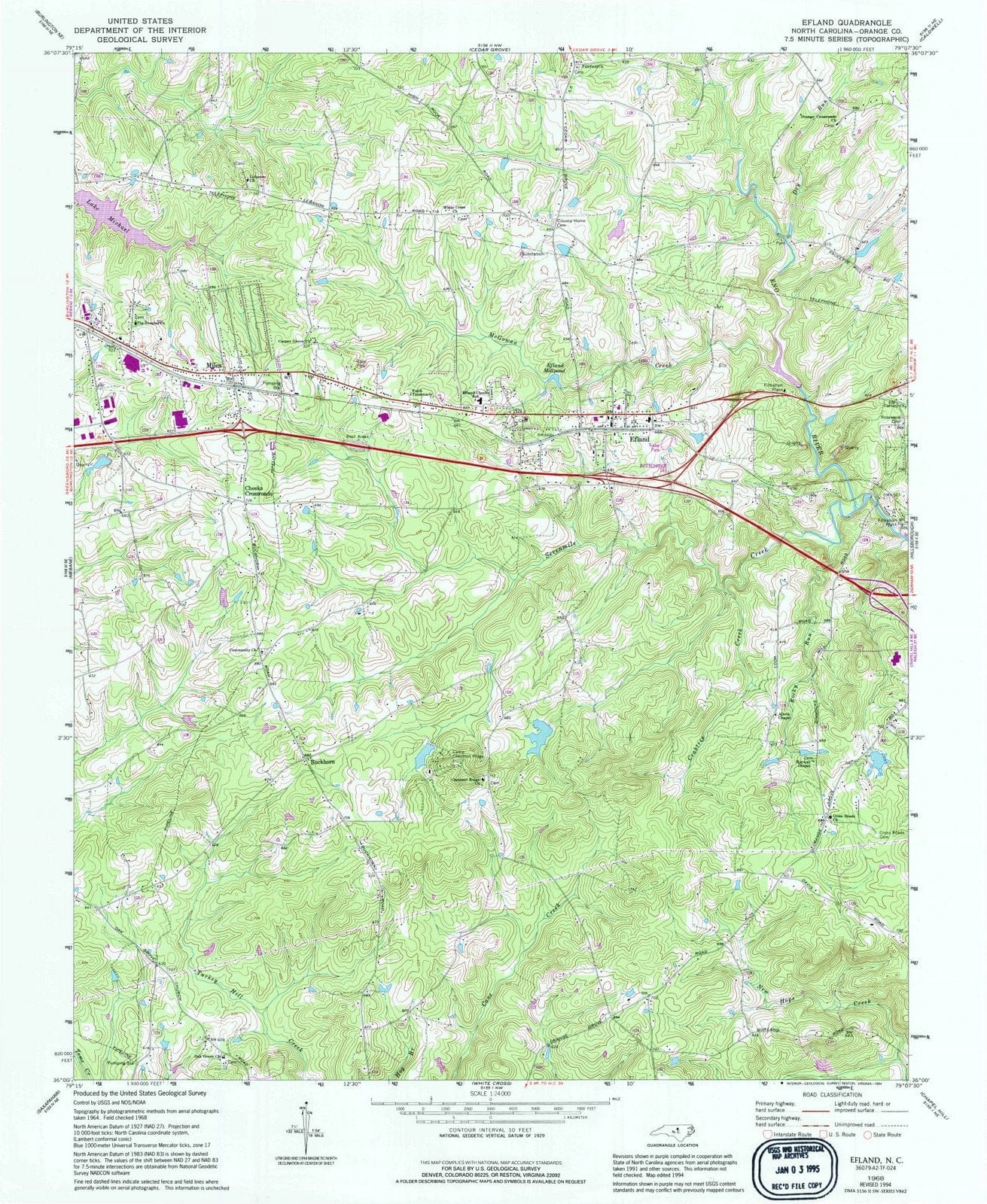 1968 Efland, NC - North Carolina - USGS Topographic Map