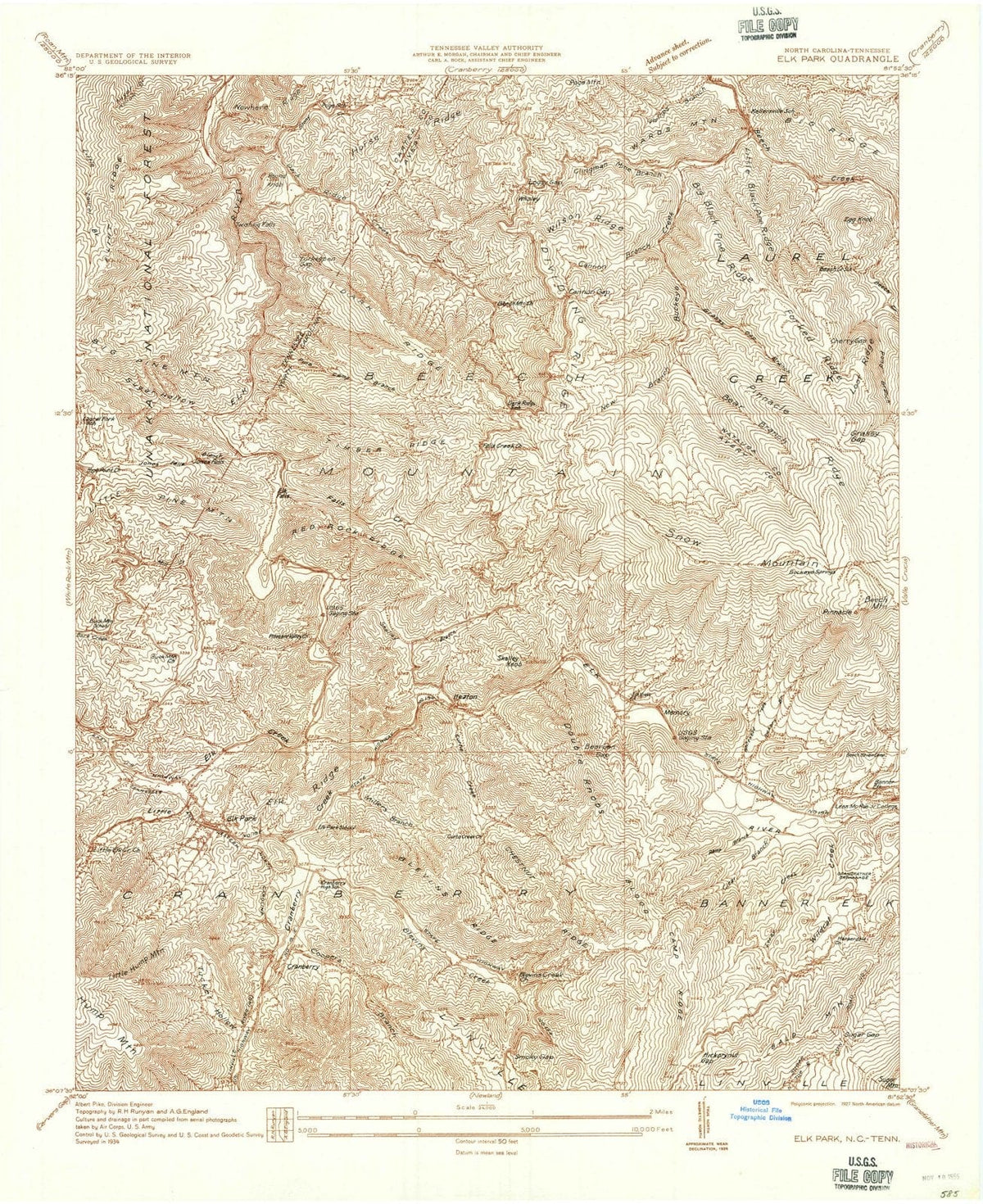 1934 Elk Park, NC - North Carolina - USGS Topographic Map