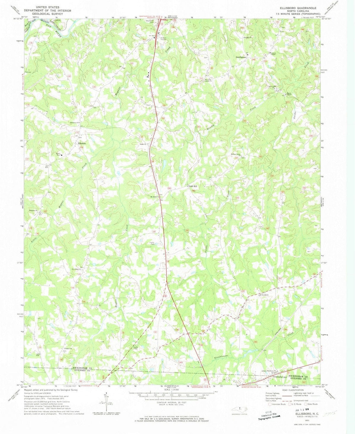 1971 Ellisboro, NC - North Carolina - USGS Topographic Map