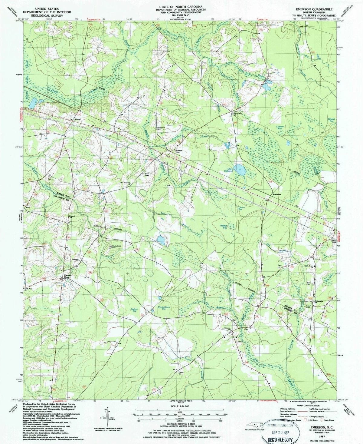 1987 Emerson, NC - North Carolina - USGS Topographic Map