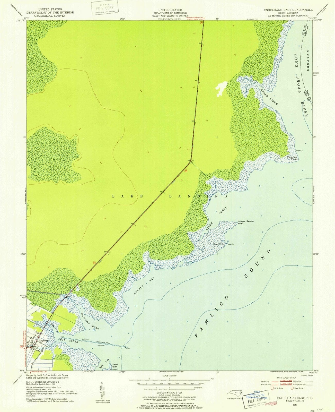 1951 Engelhard East, NC - North Carolina - USGS Topographic Map