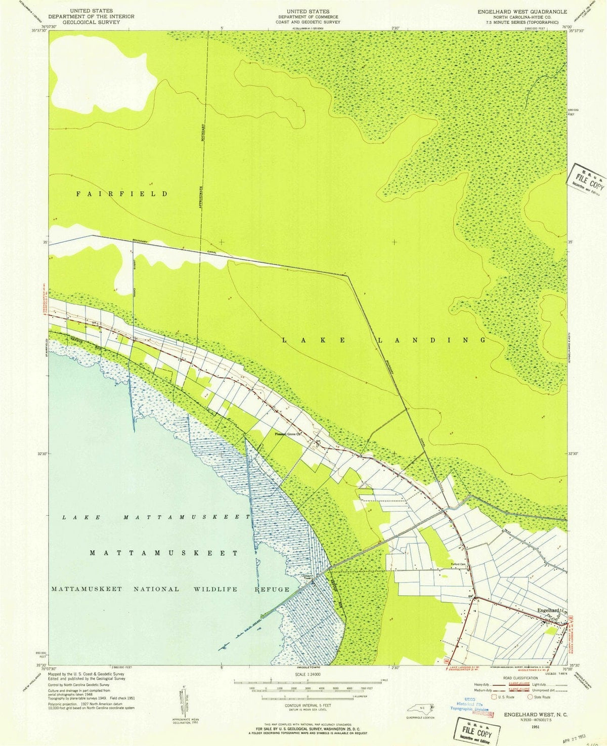 1951 Engelhard West, NC - North Carolina - USGS Topographic Map