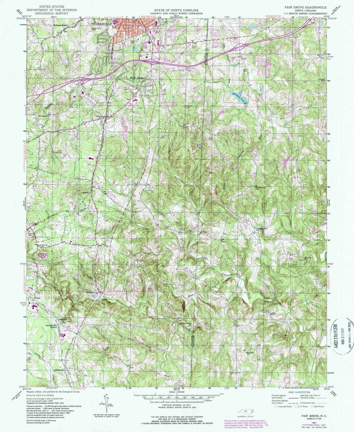 1951 Fair Grove, NC - North Carolina - USGS Topographic Map