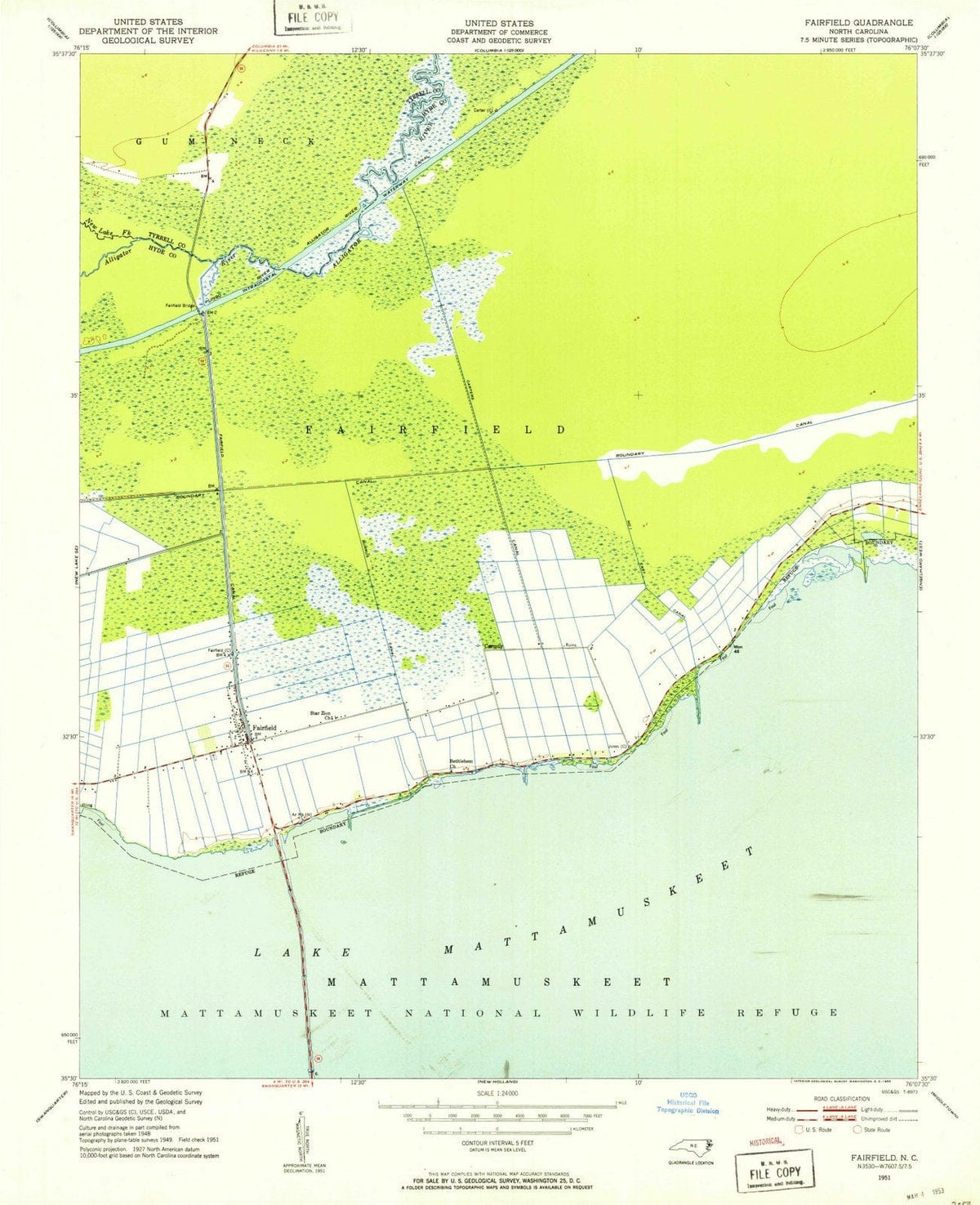 1951 Fairfield, NC - North Carolina - USGS Topographic Map