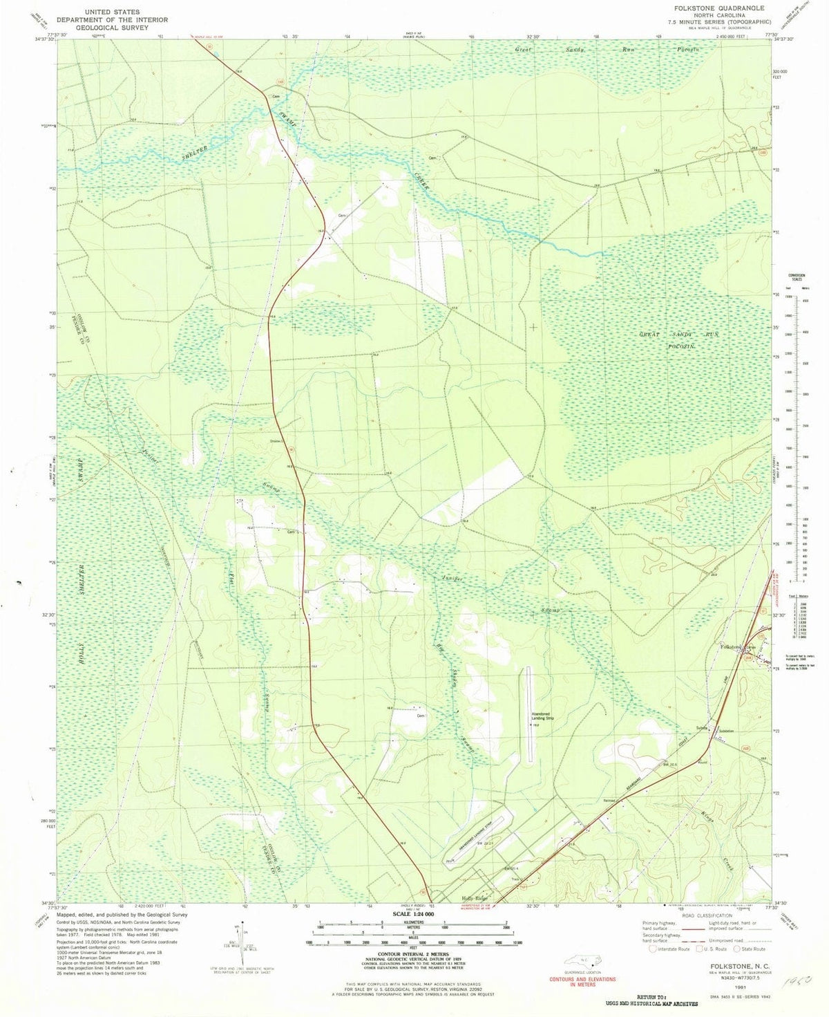 1981 Folkstone, NC - North Carolina - USGS Topographic Map
