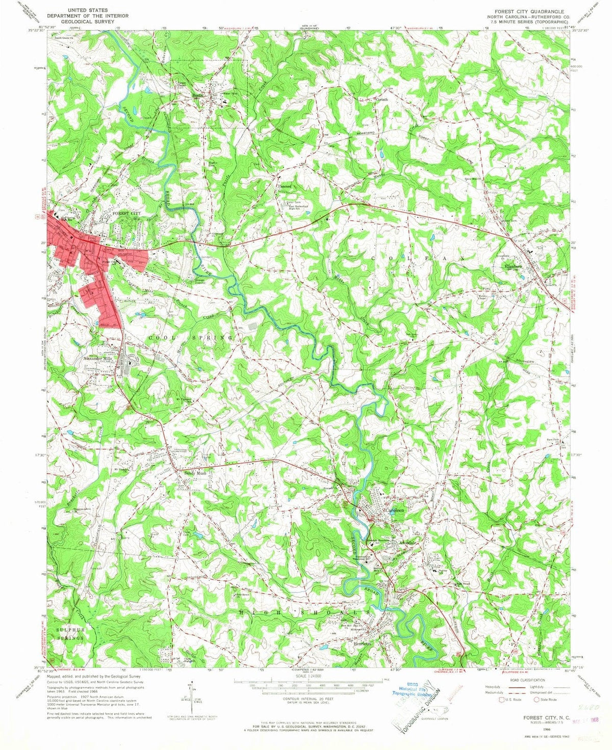 1966 Forest City, NC - North Carolina - USGS Topographic Map
