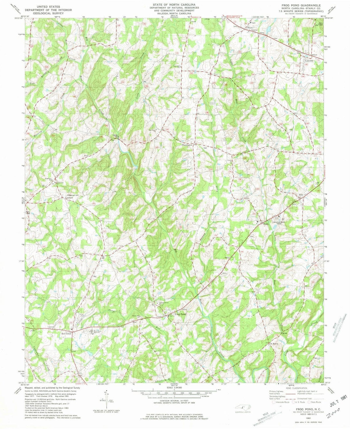 1981 Frog Pond, NC - North Carolina - USGS Topographic Map