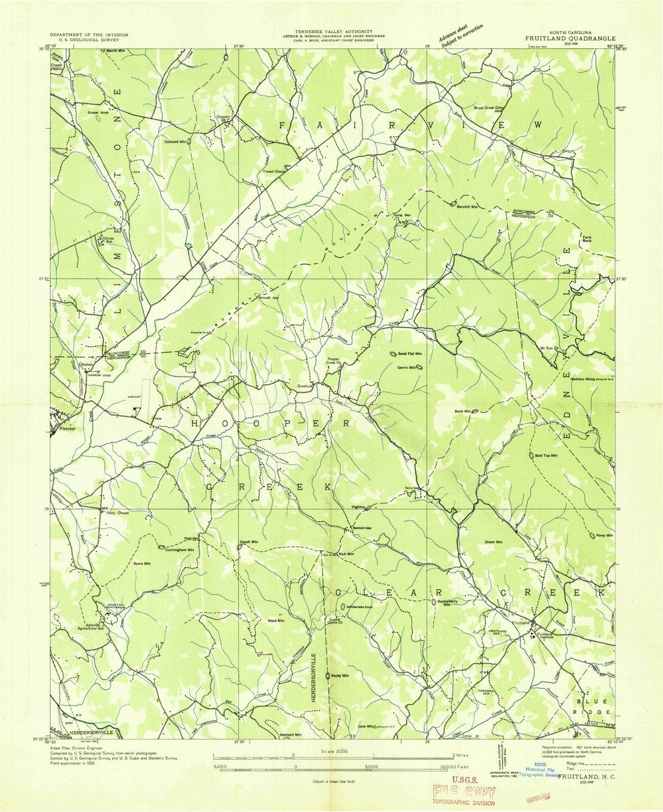 1936 Fruitland, NC - North Carolina - USGS Topographic Map
