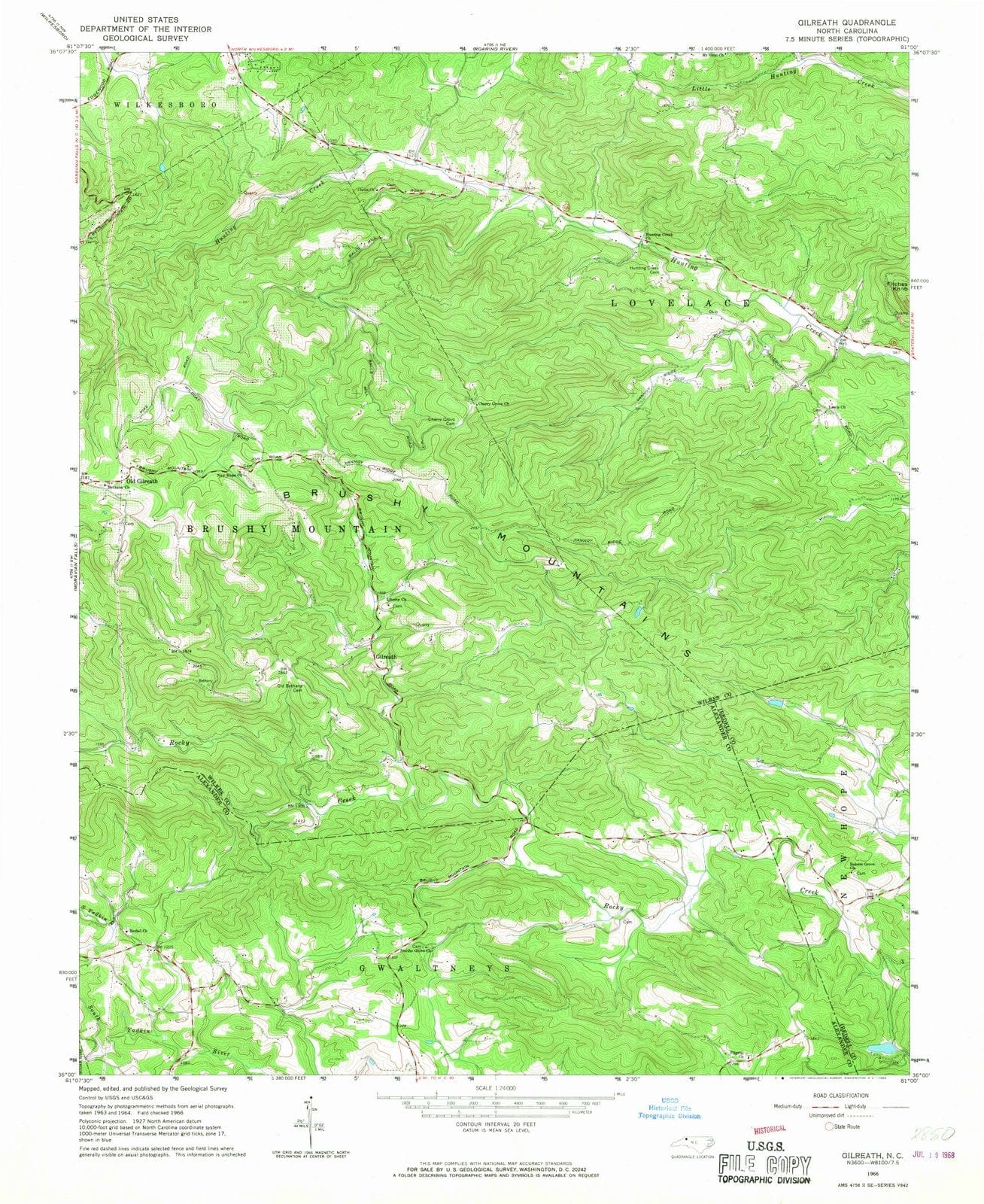1966 Gilreath, NC - North Carolina - USGS Topographic Map