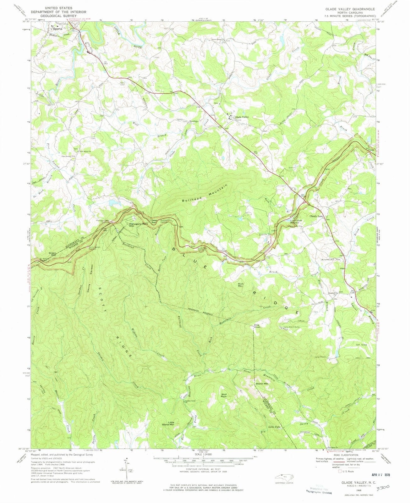 1968 Glade Valley, NC - North Carolina - USGS Topographic Map