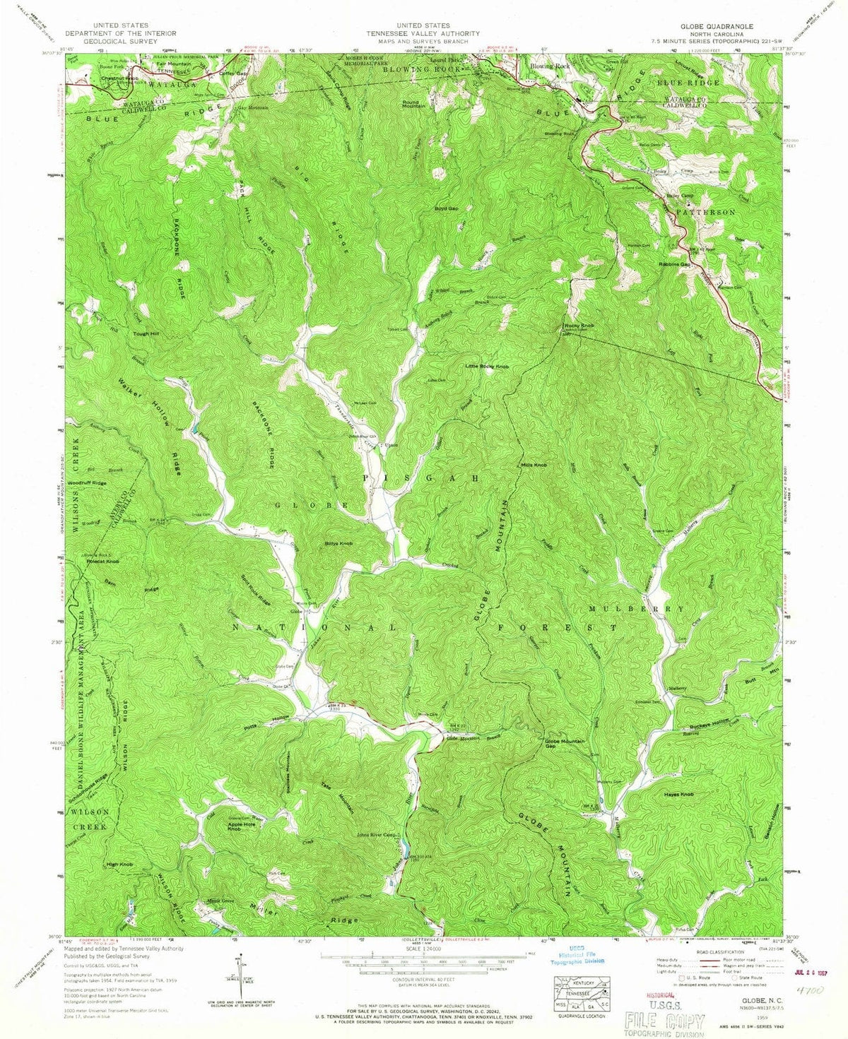 1959 Globe, NC - North Carolina - USGS Topographic Map