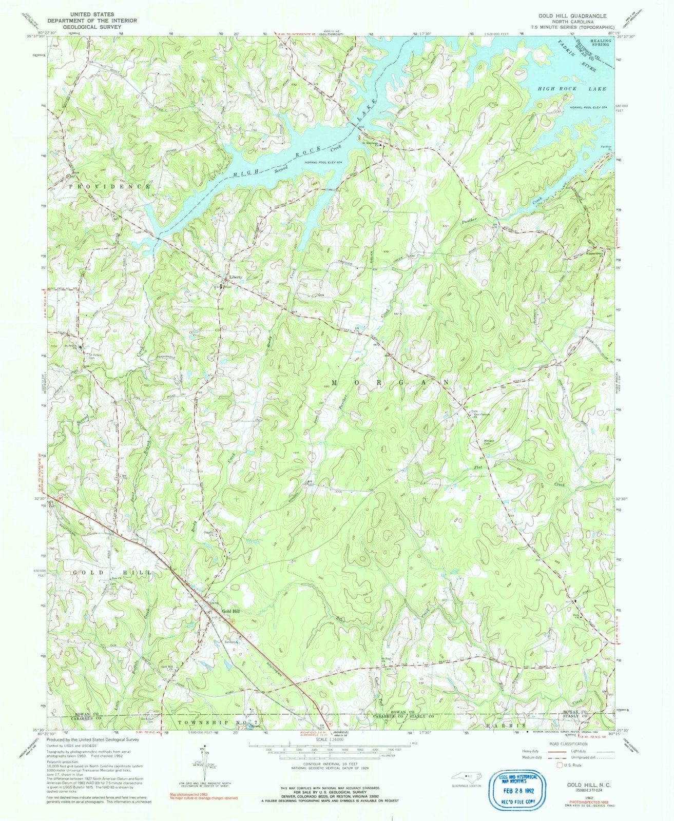 1962 Gold Hill, NC - North Carolina - USGS Topographic Map