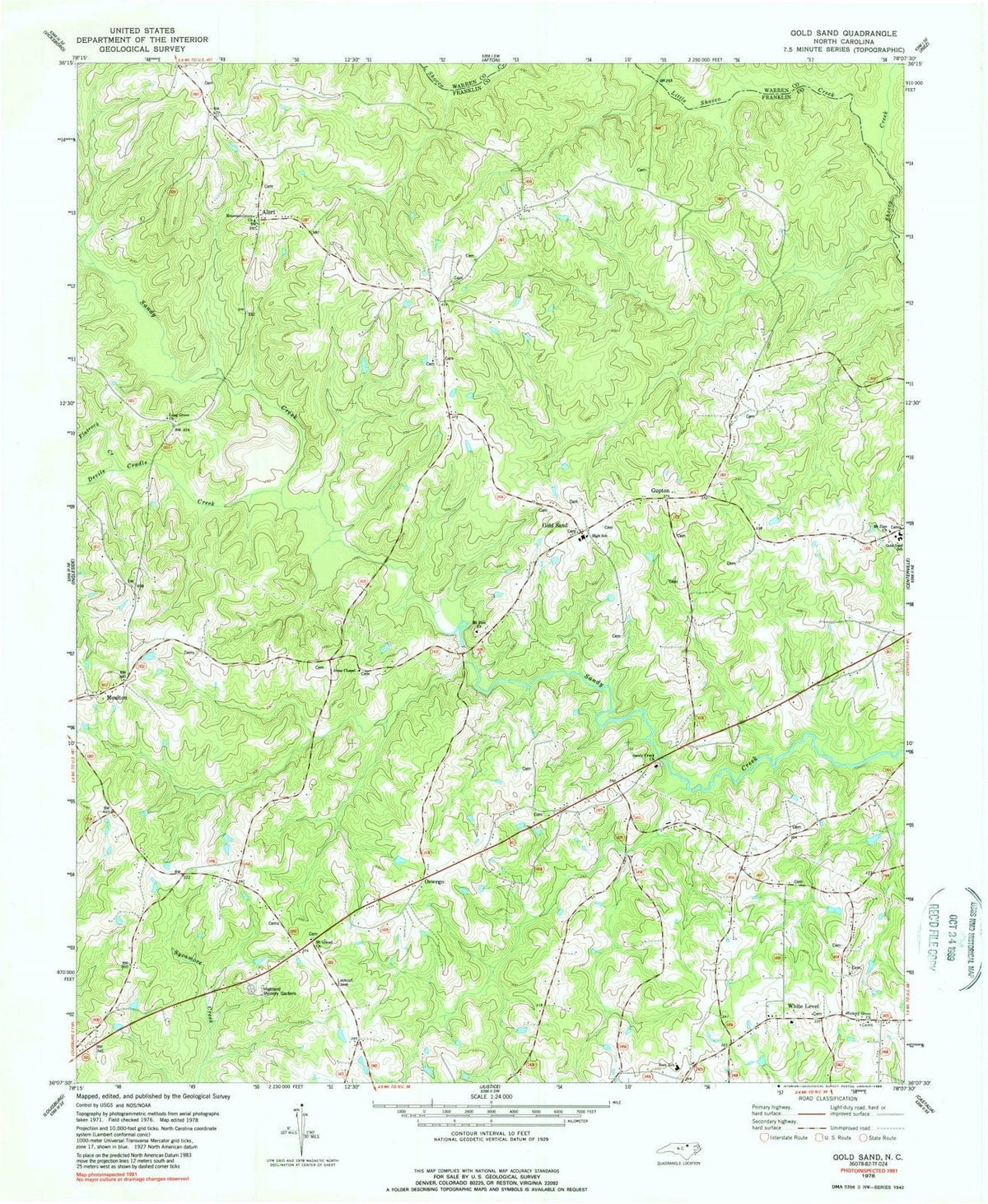 1978 Gold Sand, NC - North Carolina - USGS Topographic Map