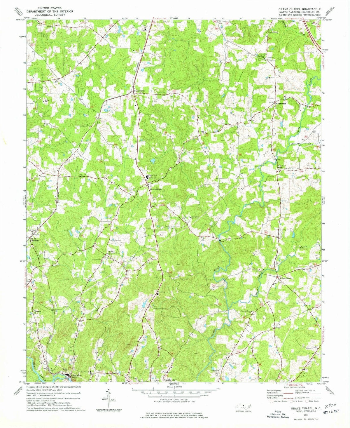 1974 Grays Chapel, NC - North Carolina - USGS Topographic Map