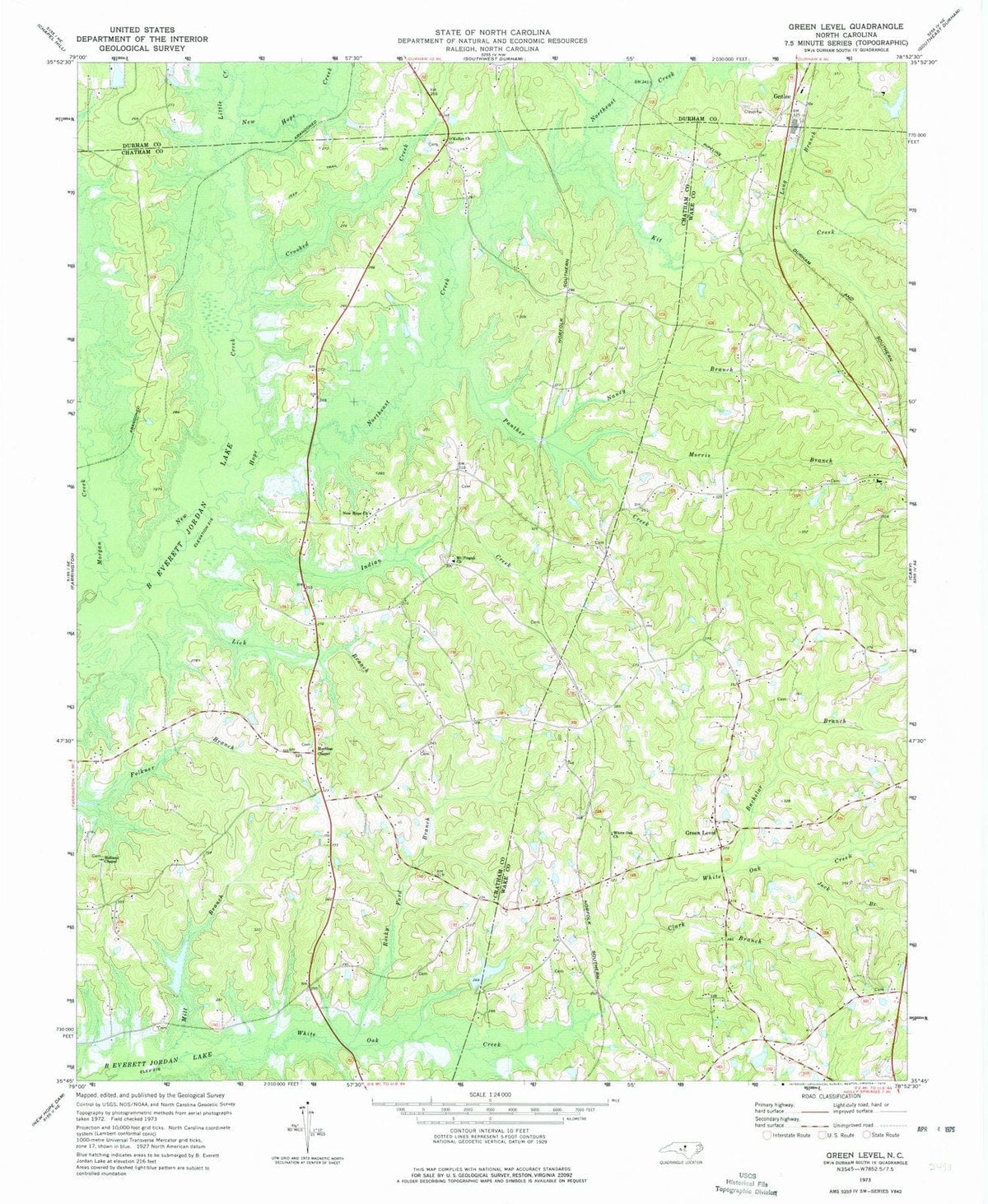 1973 Green Level, NC - North Carolina - USGS Topographic Map