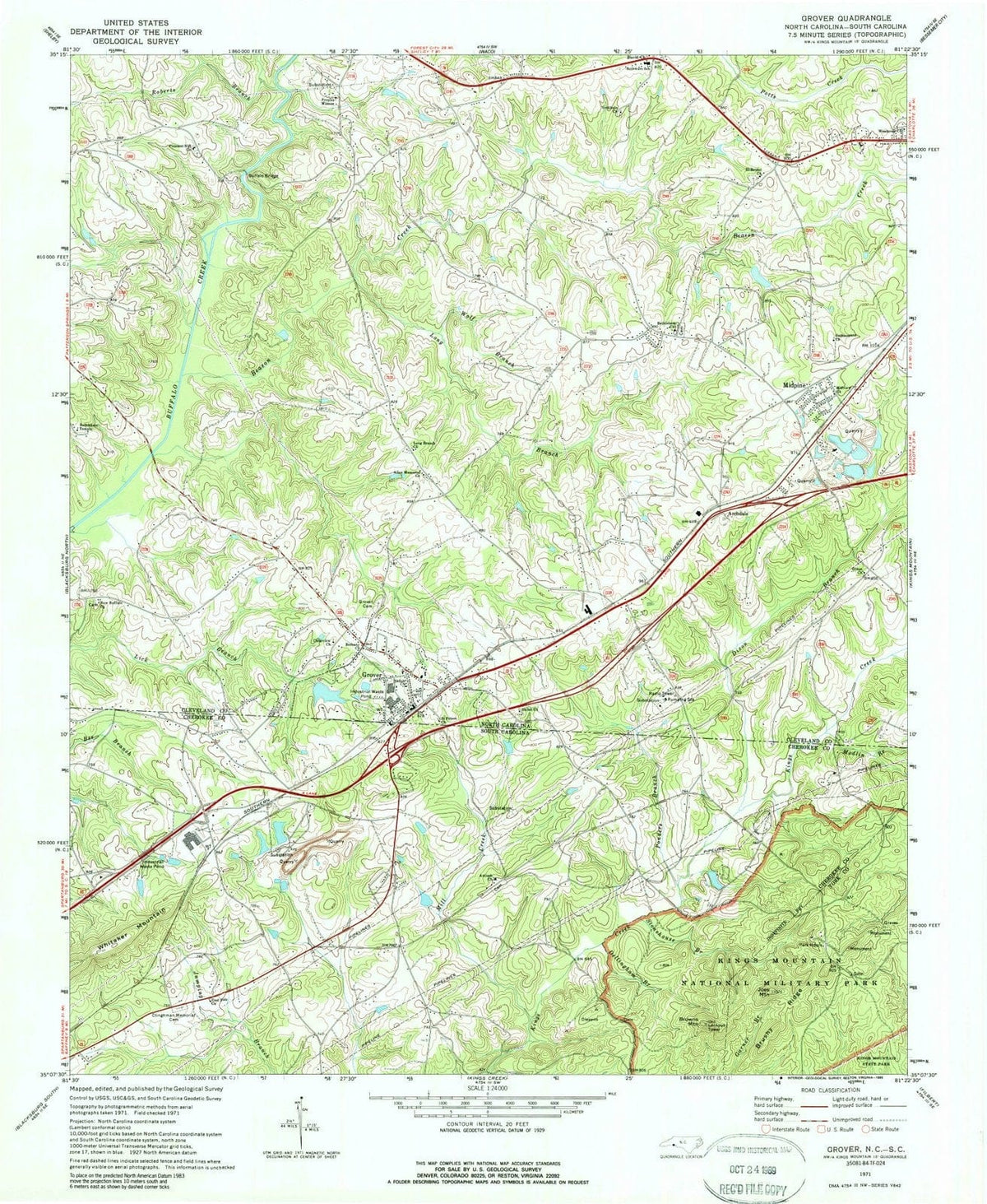 1971 Grover, NC - North Carolina - USGS Topographic Map