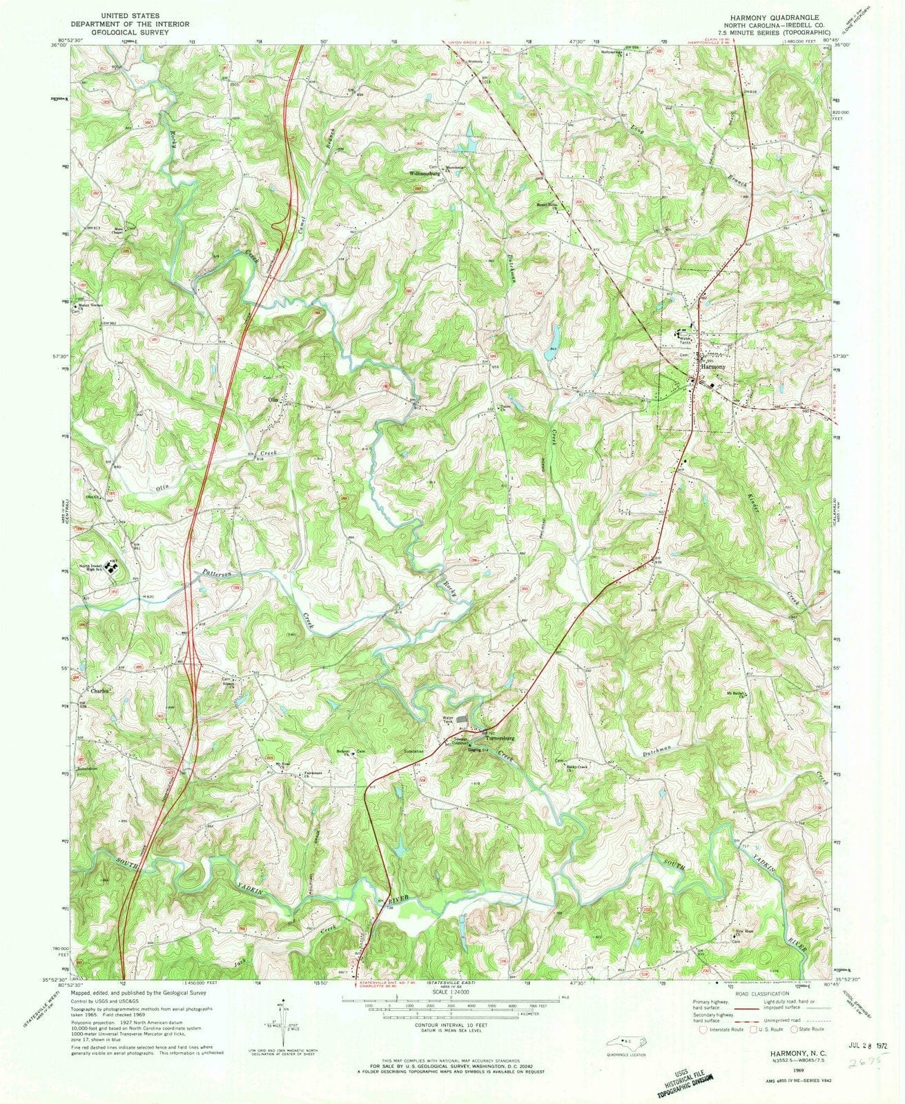 1969 Harmony, NC - North Carolina - USGS Topographic Map