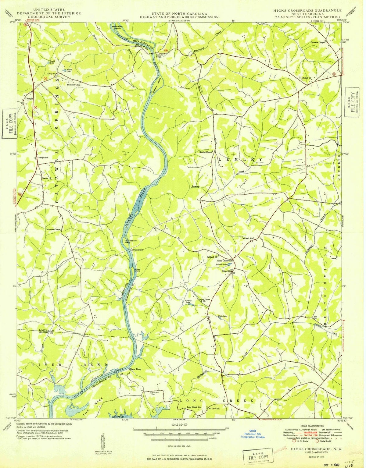 1949 Hicks Crossroads, NC - North Carolina - USGS Topographic Map