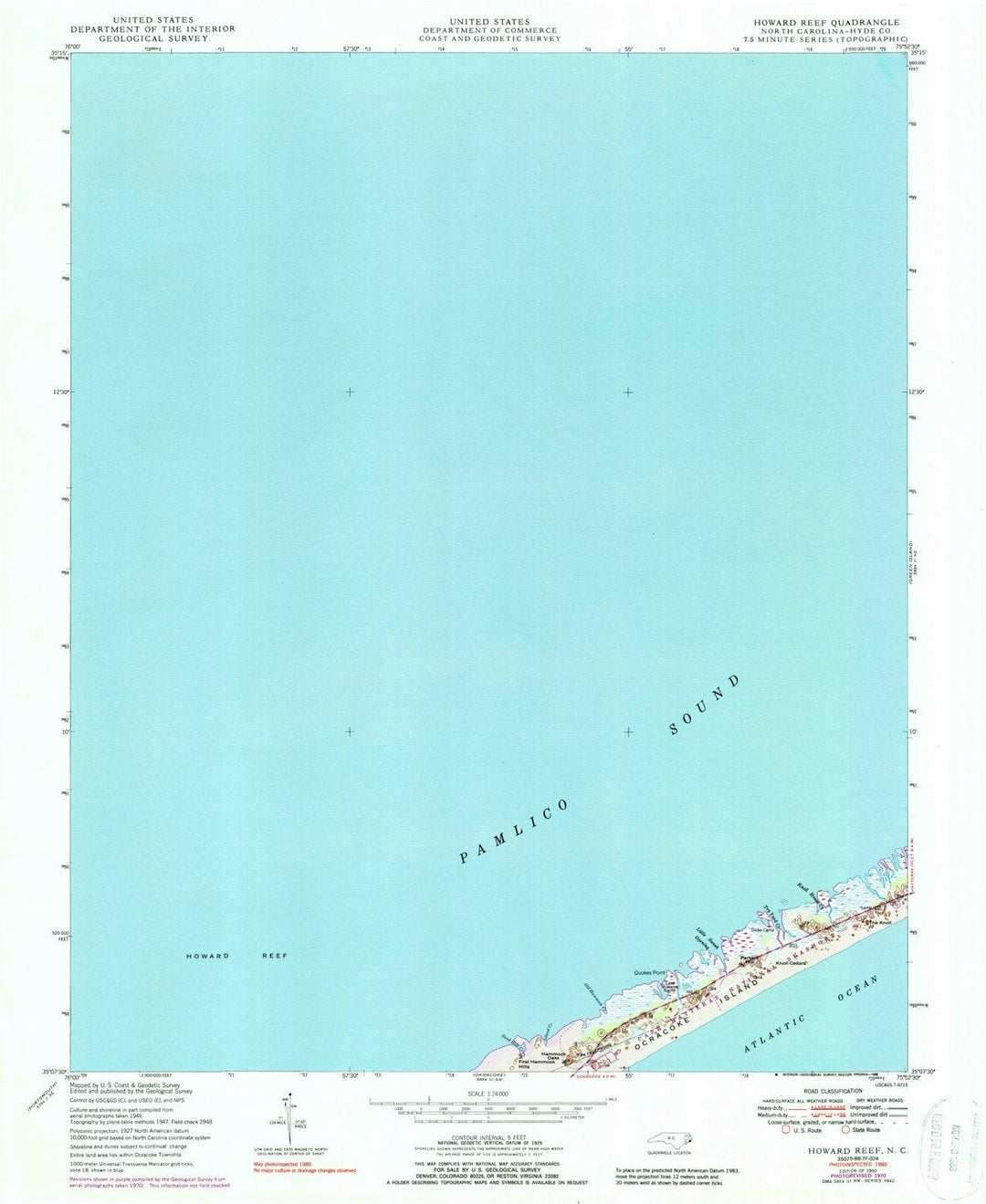 1950 Howard Reef, NC - North Carolina - USGS Topographic Map