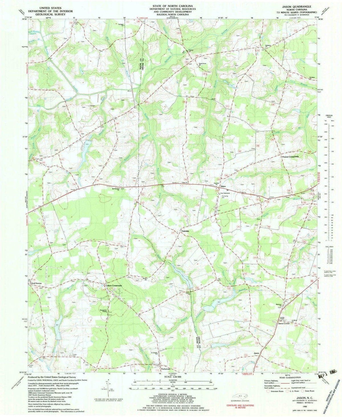 1982 Jason, NC - North Carolina - USGS Topographic Map