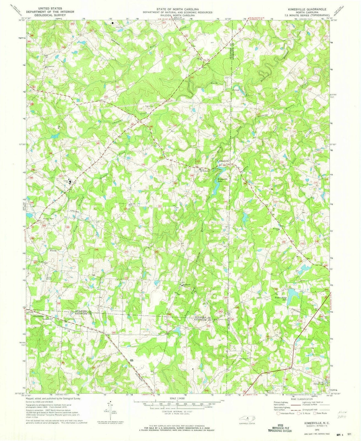 1970 Kimesville, NC - North Carolina - USGS Topographic Map
