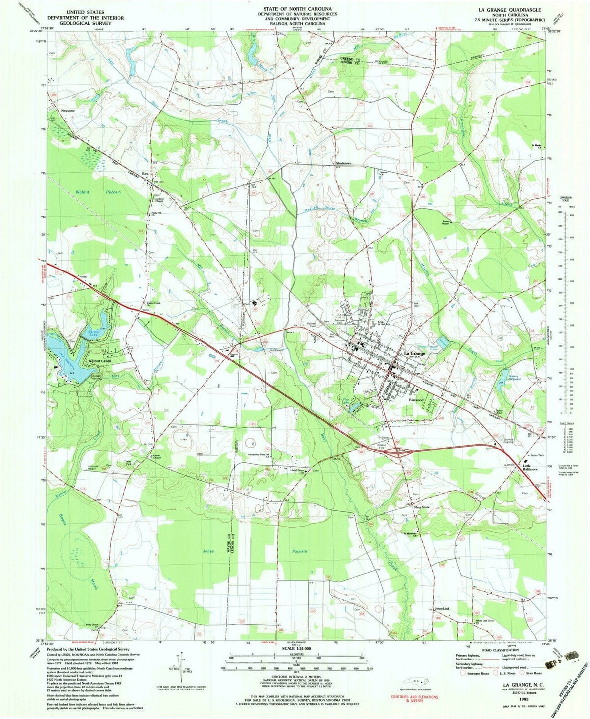 1983 La Grange, NC - North Carolina - USGS Topographic Map