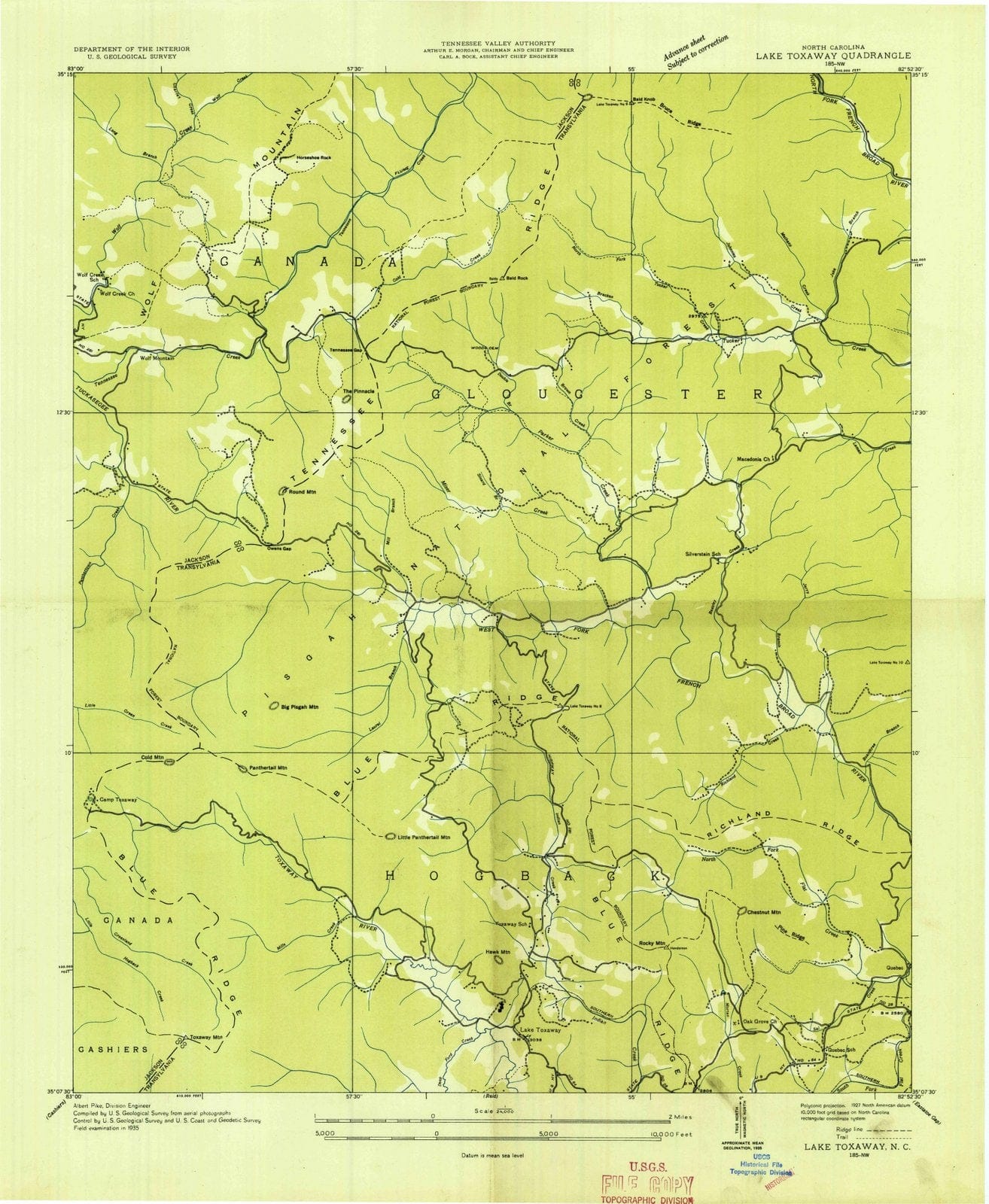 1935 Lake Toxaway, NC - North Carolina - USGS Topographic Map