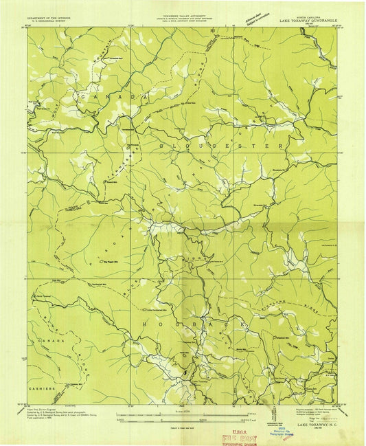 1935 Lake Toxaway, NC - North Carolina - USGS Topographic Map