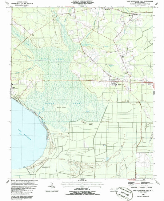 1986 Lake Waccamaw East, NC - North Carolina - USGS Topographic Map