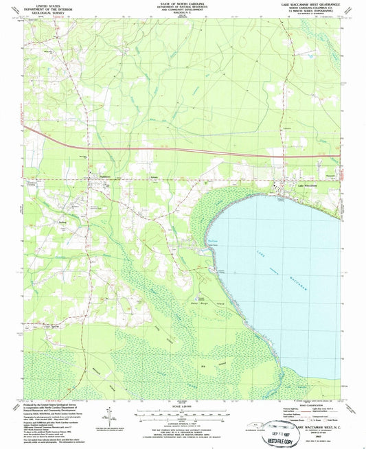 1987 Lake Waccamaw West, NC - North Carolina - USGS Topographic Map