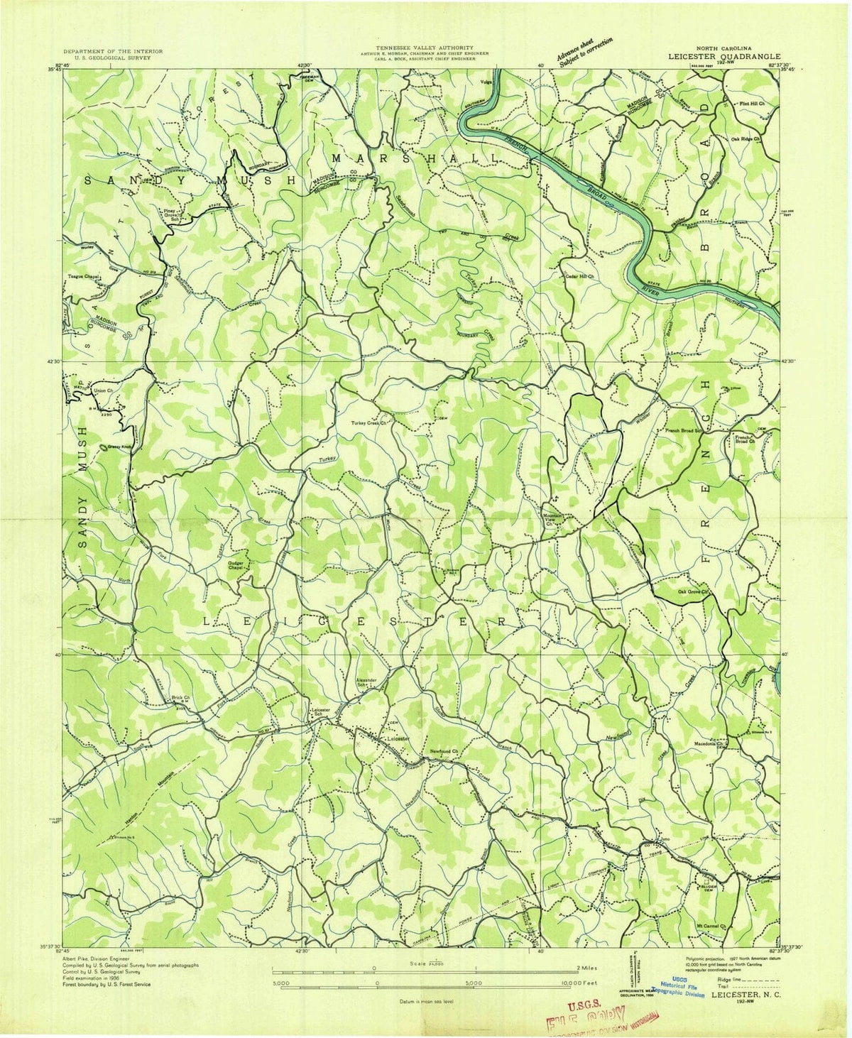 1936 Leicester, NC - North Carolina - USGS Topographic Map