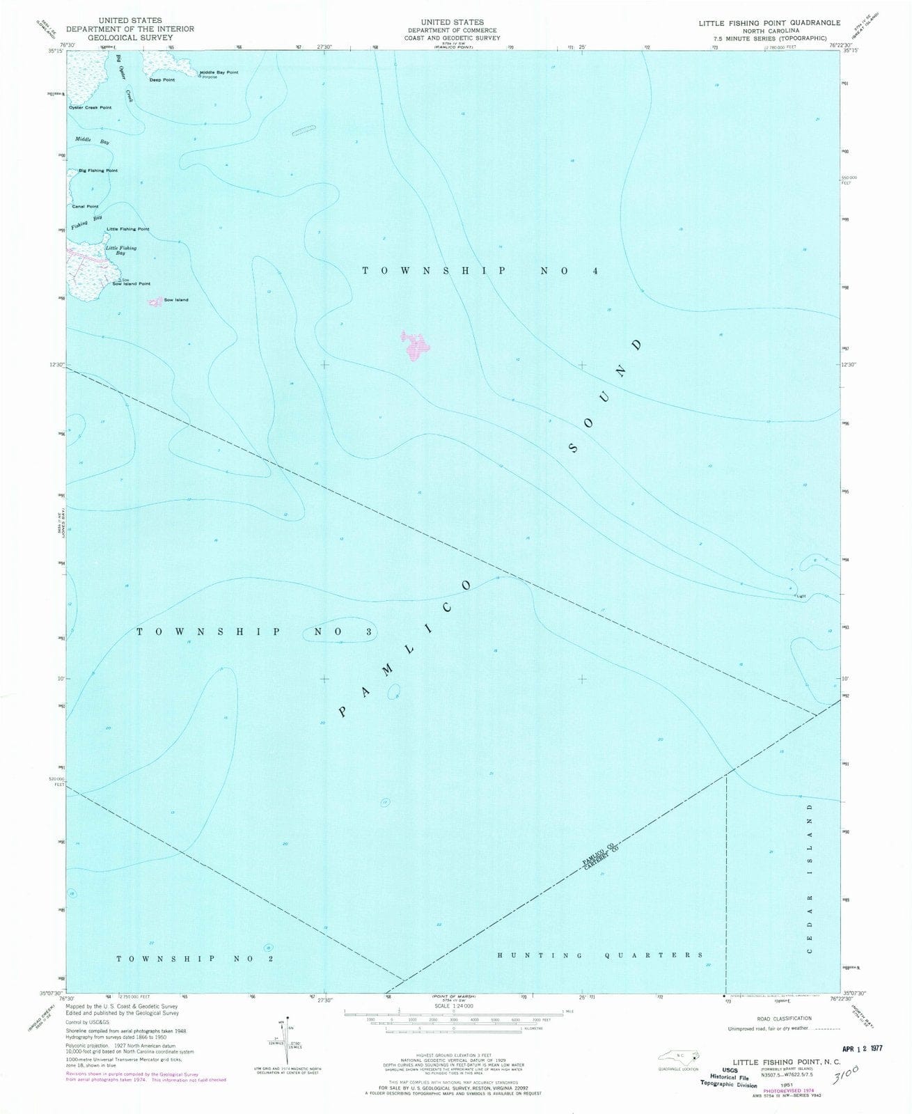 1951 Little Fishing Point, NC - North Carolina - USGS Topographic Map