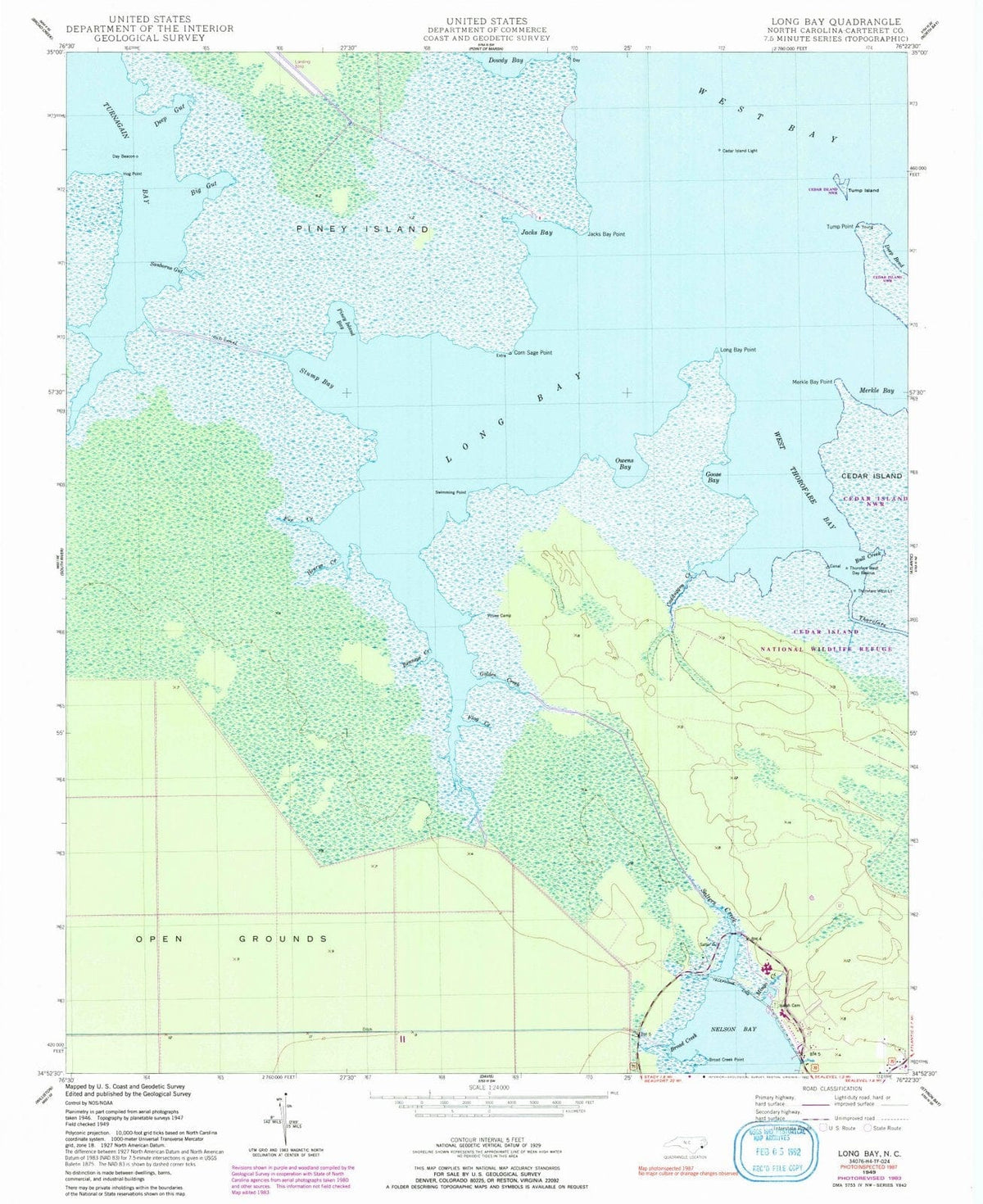 1949 Long Bay, NC - North Carolina - USGS Topographic Map