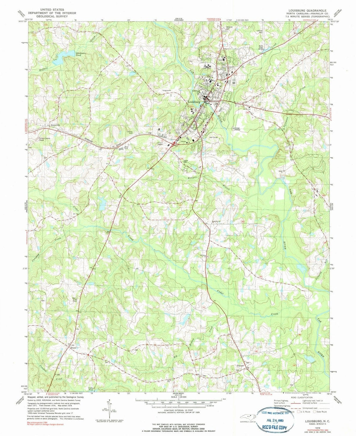 1978 Louisburg, NC - North Carolina - USGS Topographic Map