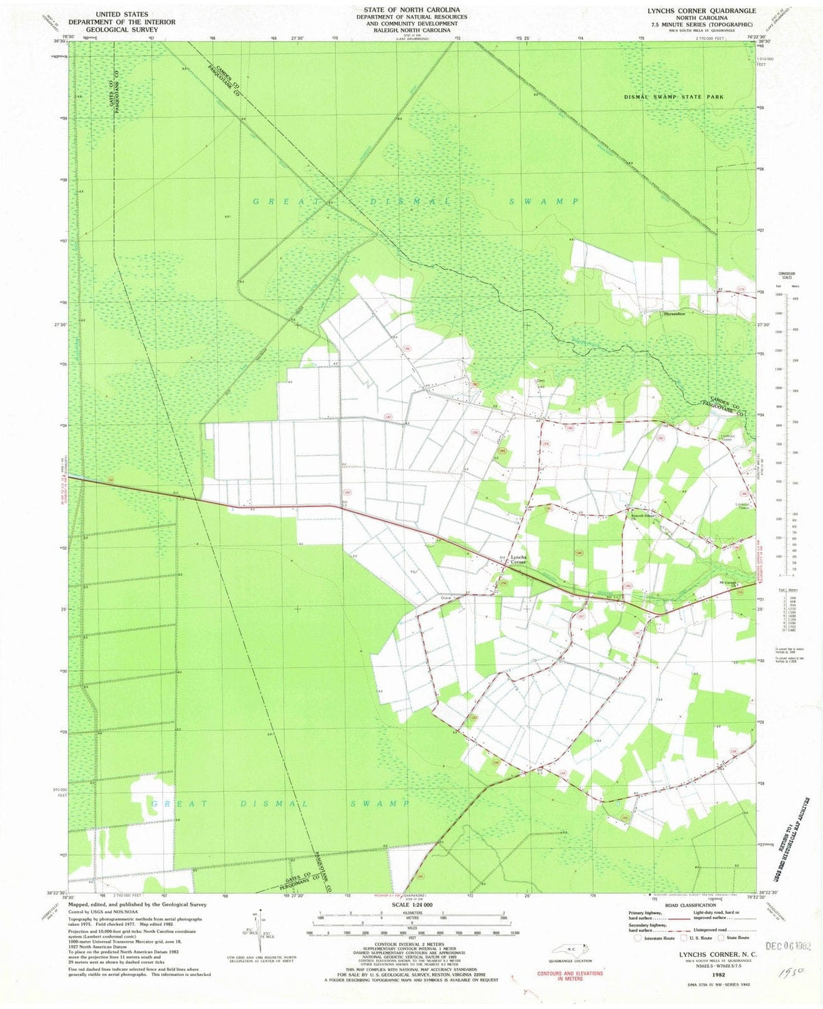 1982 Lynchs Corner, NC - North Carolina - USGS Topographic Map