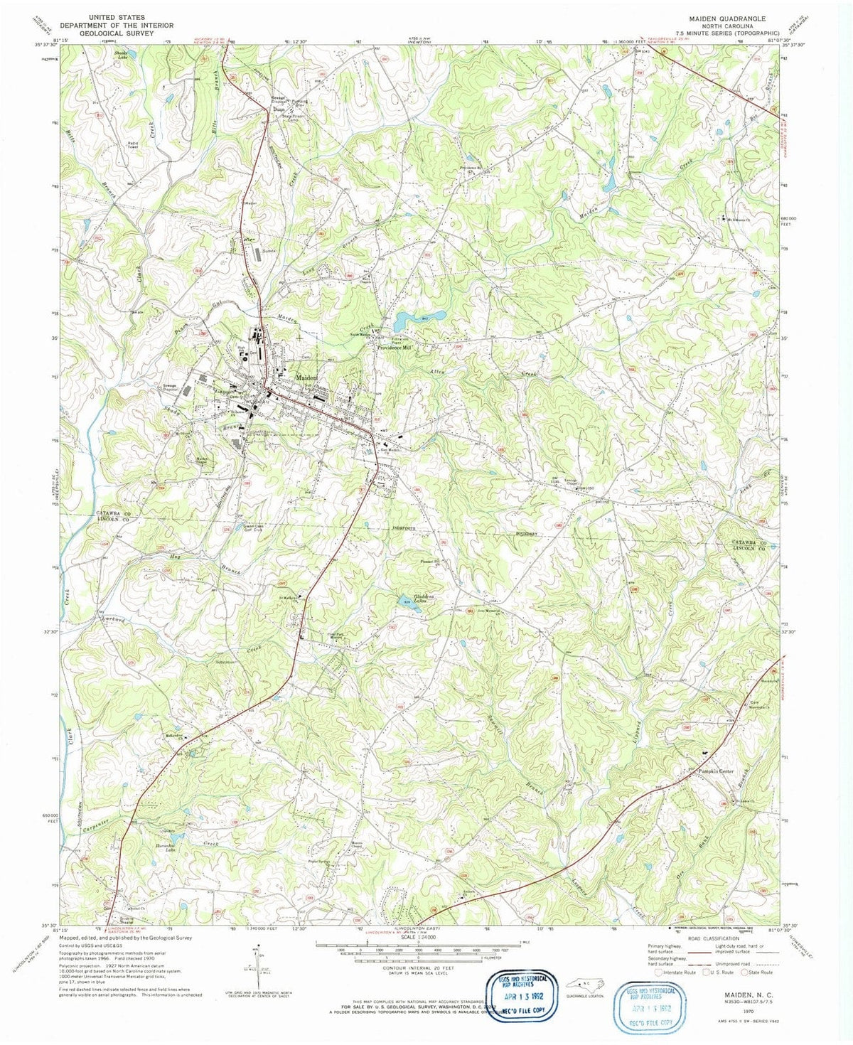 1970 Maiden, NC - North Carolina - USGS Topographic Map