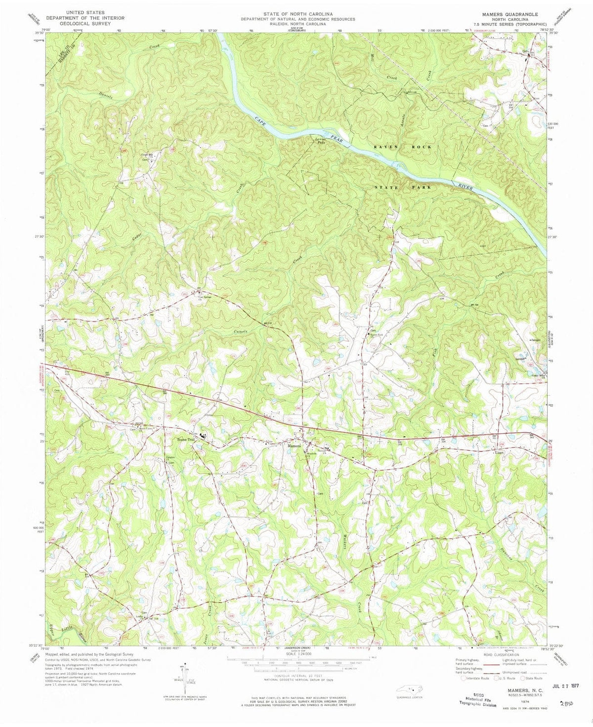 1974 Mamers, NC - North Carolina - USGS Topographic Map