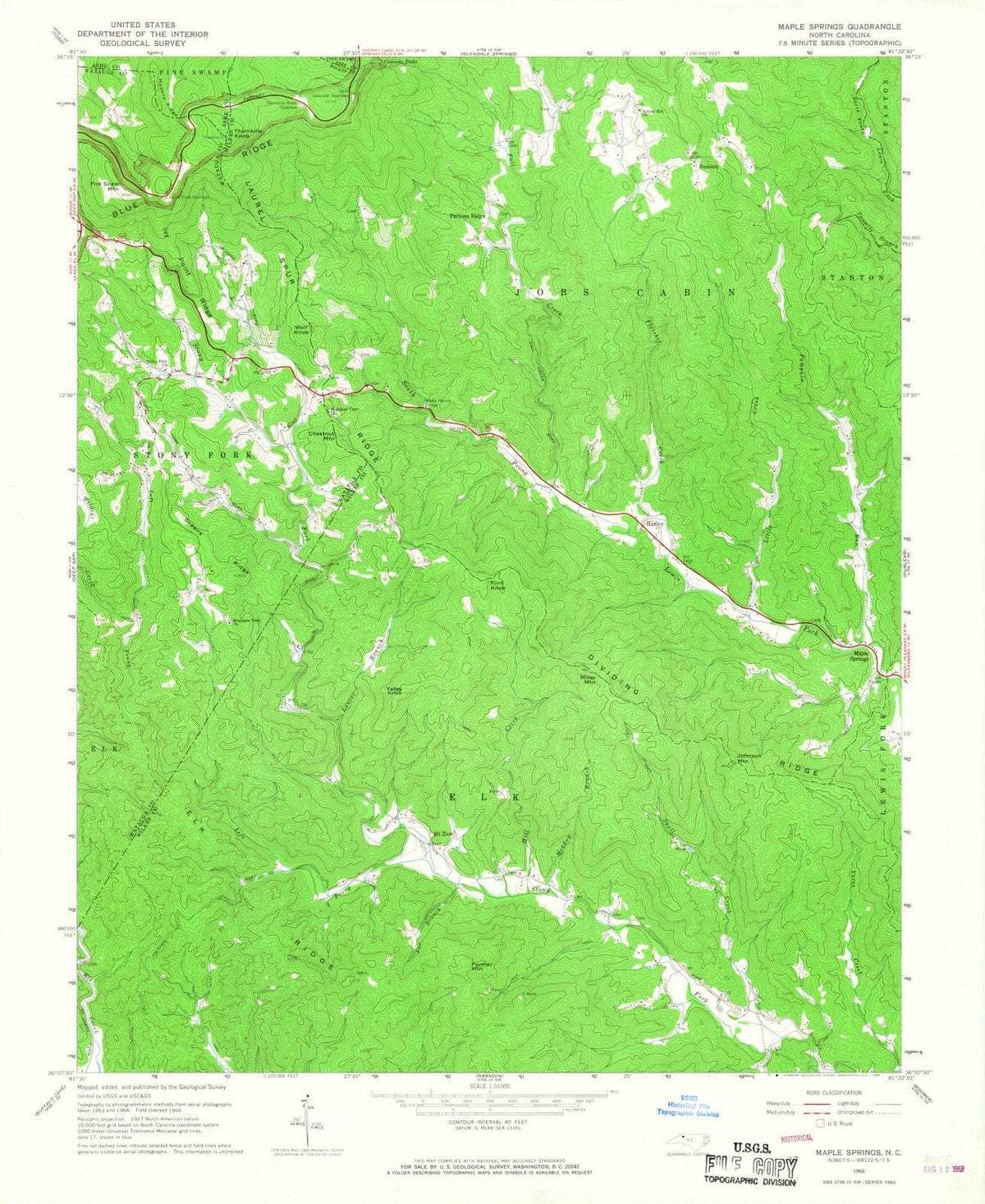 1966 Maple Springs, NC - North Carolina - USGS Topographic Map