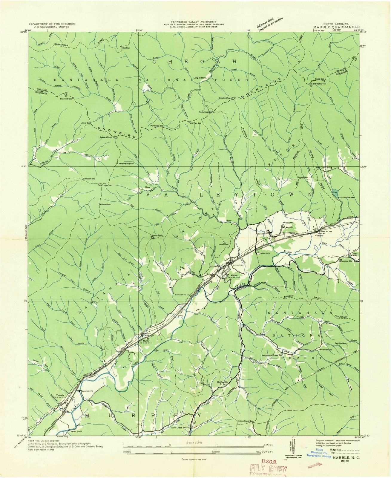 1935 Marble, NC - North Carolina - USGS Topographic Map
