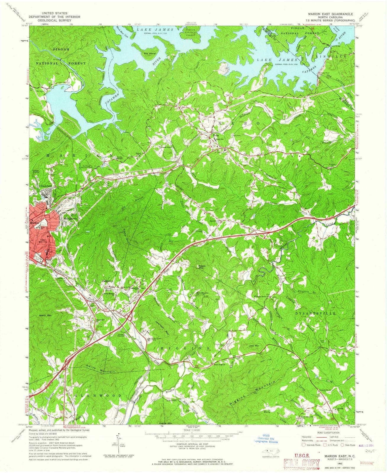 1962 Marion East, NC - North Carolina - USGS Topographic Map