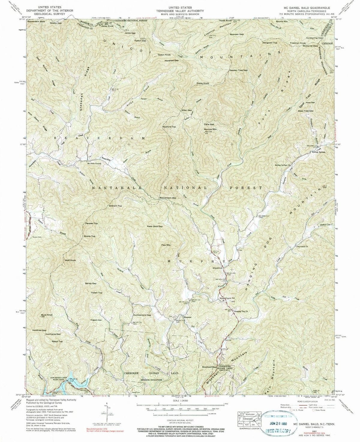 1957 Mc Daniel Bald, NC - North Carolina - USGS Topographic Map