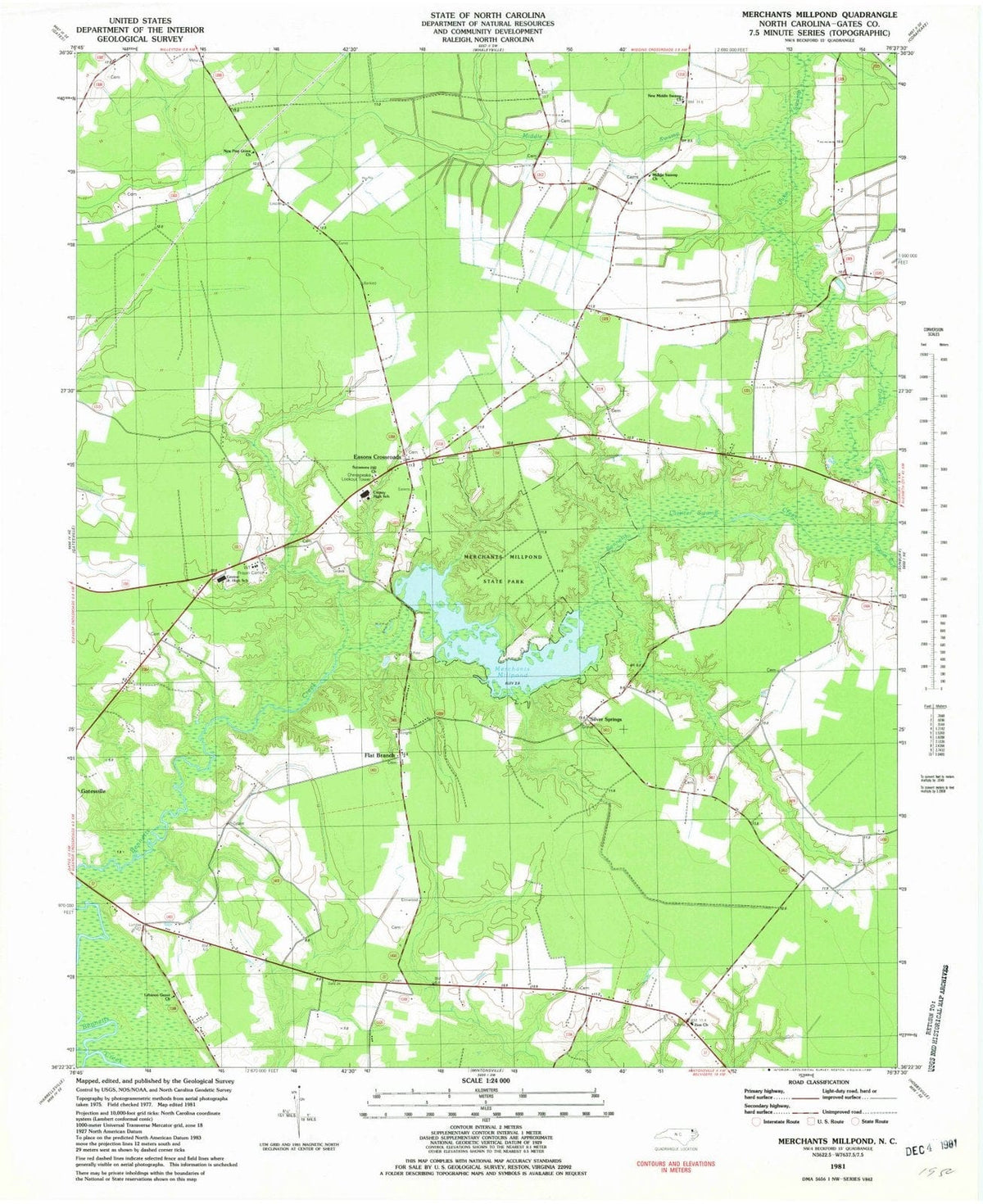 1981 Merchants Millpond, NC - North Carolina - USGS Topographic Map