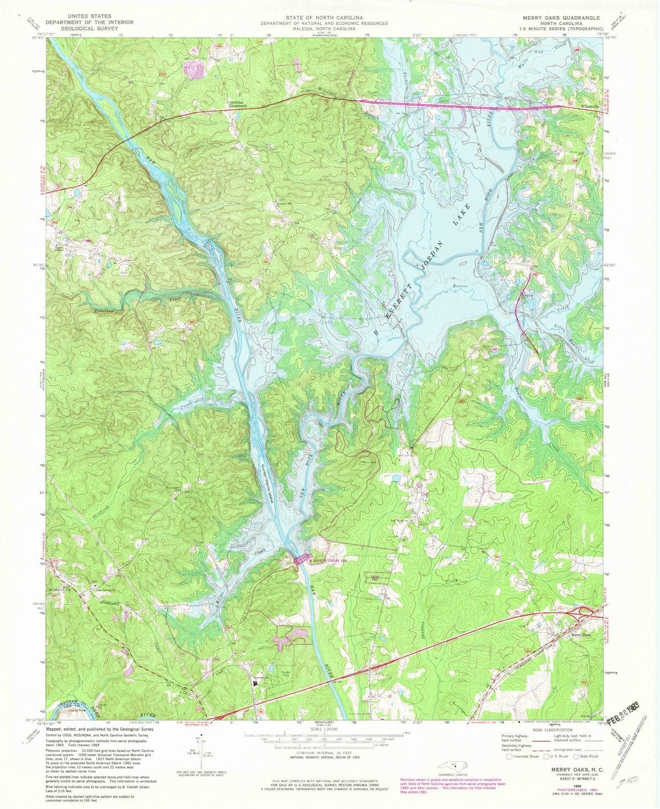 1969 Merry Oaks, NC - North Carolina - USGS Topographic Map
