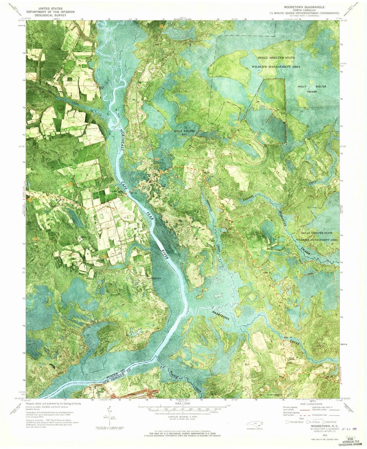 1970 Mooretown, NC - North Carolina - USGS Topographic Map
