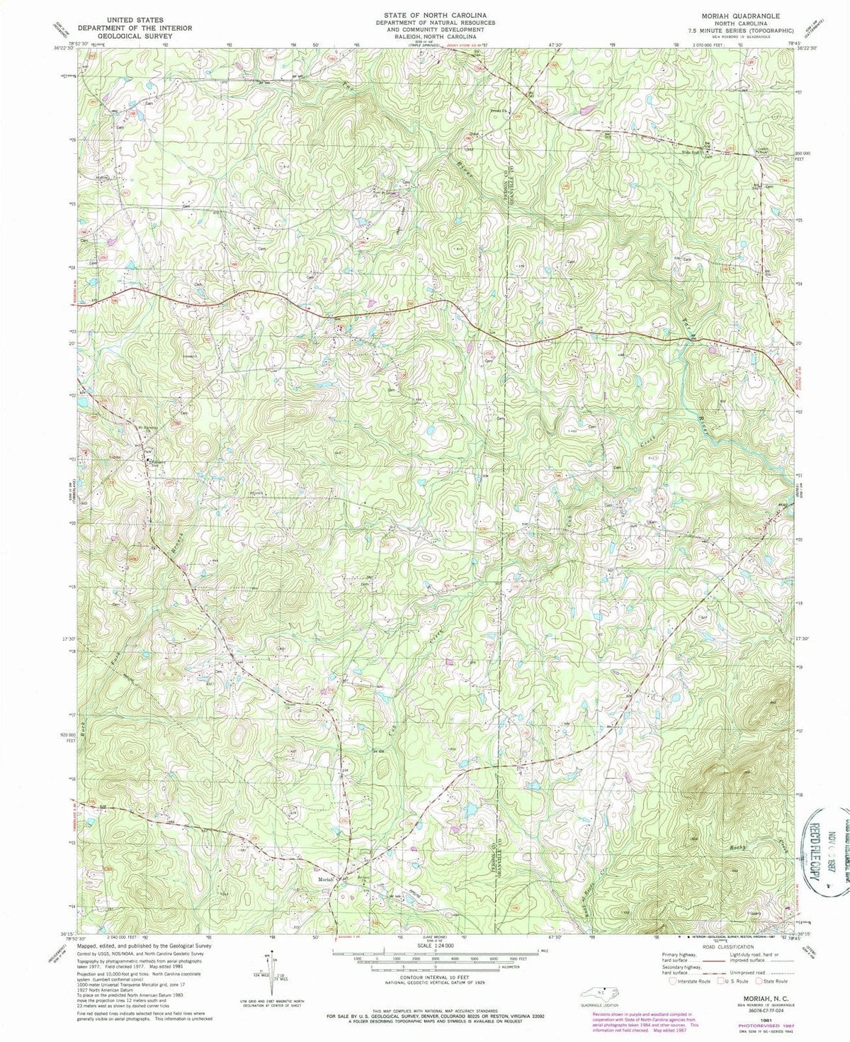 1981 Moriah, NC - North Carolina - USGS Topographic Map