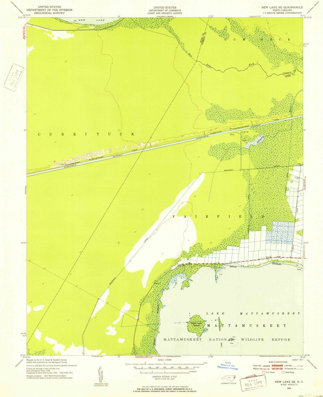1951 New Lake, NC - North Carolina - USGS Topographic Map
