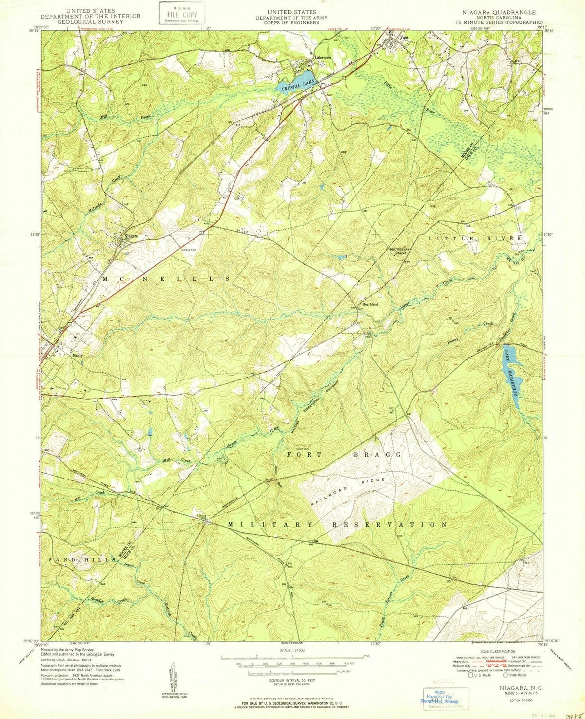 1950 Niagara, NC - North Carolina - USGS Topographic Map