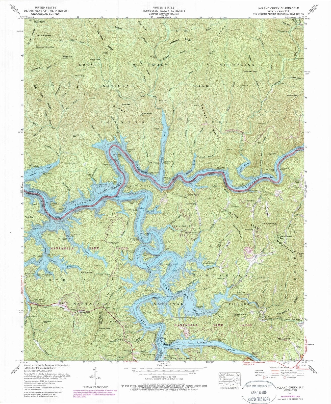 1961 Noland Creek, NC - North Carolina - USGS Topographic Map